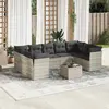 Image de vidaXL Salon de jardin avec coussins 10 pcs gris clair résine tressée