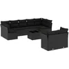 Image de vidaXL Salon de Jardin avec Coussins 10 pcs, Canapés avec Pieds Réglables, Ensemble de Meubles d'Extérieur Patio Terrasse, Moderne, Noir Résine Tressée