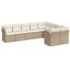 Image de vidaXL Salon de Jardin avec Coussins 9 pcs, Canapés avec Pieds Réglables, Ensemble de Meubles d'Extérieur Patio Terrasse, Moderne, Beige Résine Tressée