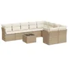 Image de vidaXL Salon de Jardin avec Coussins 10 pcs, Canapés avec Pieds Réglables, Ensemble de Meubles d'Extérieur Patio Terrasse, Moderne, Beige Résine Tressée