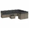 Image de vidaXL Salon de Jardin avec Coussins 10 pcs, Canapés avec Pieds Réglables, Ensemble de Meubles d'Extérieur Patio Terrasse, Moderne, Gris Résine Tressée
