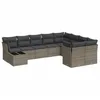 Image de vidaXL Salon de Jardin avec Coussins 10 pcs, Canapés avec Pieds Réglables, Ensemble de Meubles d'Extérieur Patio Terrasse, Moderne, Gris Résine Tressée