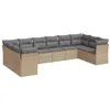 Image de vidaXL Salon de Jardin avec Coussins 10 pcs, Canapés avec Pieds Réglables, Ensemble de Meubles d'Extérieur Patio Terrasse, Moderne, Beige Résine Tressée