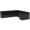Image de vidaXL Salon de Jardin avec Coussins 10 pcs, Canapés avec Pieds Réglables, Ensemble de Meubles d'Extérieur Patio Terrasse, Moderne, Noir Résine Tressée
