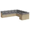 Image de vidaXL Salon de Jardin avec Coussins 10 pcs, Canapés avec Pieds Réglables, Ensemble de Meubles d'Extérieur Patio Terrasse, Moderne, Beige Résine Tressée
