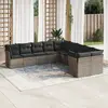 Image de vidaXL Salon de jardin avec coussins 10 pcs gris résine tressée