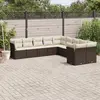 Image de vidaXL Salon de jardin 10 pcs avec coussins marron résine tressée