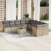 Image de vidaXL Salon de jardin 11 pcs avec coussins beige résine tressée