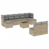 Image de vidaXL Salon de Jardin avec Coussins 10 pcs, Canapés avec Pieds Réglables, Ensemble de Meubles d'Extérieur Patio Terrasse, Moderne, Beige Résine Tressée