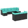 Image de vidaXL Salon de Jardin 10 pcs avec Coussins Noir résine tressée