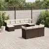 Image de vidaXL Salon de jardin 10 pcs avec coussins marron résine tressée