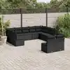 Image de vidaXL Salon de jardin 11 pcs avec coussins noir résine tressée