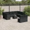 Image de vidaXL Salon de jardin 12 pcs avec coussins noir résine tressée