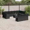 Image de vidaXL Salon de jardin avec coussins 14 pcs noir résine tressée