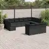 Image de vidaXL Salon de jardin avec coussins 13 pcs noir résine tressée