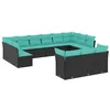 Image de vidaXL Salon de Jardin avec Coussins 13 pcs Noir résine tressée
