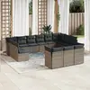 Image de vidaXL Salon de jardin avec coussins 13 pcs gris résine tressée