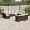 Image de vidaXL Salon de jardin avec coussins 13 pcs marron résine tressée