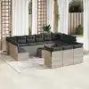 Image de vidaXL Salon de jardin avec coussins 14 pcs gris clair résine tressée