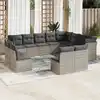 Image de vidaXL Salon de jardin avec coussins 12 pcs gris clair résine tressée