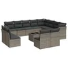 Image de vidaXL Salon de Jardin avec Coussins 13 pcs, Canapés de Terrasse, Ensemble de Meubles d'Extérieur Patio, Moderne, Gris Résine Tressée