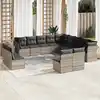 Image de vidaXL Salon de jardin avec coussins 13 pcs gris clair résine tressée