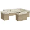 Image de vidaXL Salon de Jardin avec Coussins 12 pcs, Canapés de Terrasse, Ensemble de Meubles d'Extérieur Patio, Moderne, Beige Résine Tressée