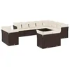 Image de vidaXL Salon de Jardin avec Coussins 12 pcs, Canapés de Terrasse, Ensemble de Meubles d'Extérieur Patio, Moderne, Marron Résine Tressée