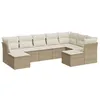 Image de vidaXL Salon de Jardin avec Coussins 9 pcs, Canapés avec Pieds Réglables, Ensemble de Meubles d'Extérieur Patio Terrasse, Beige Résine Tressée