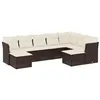Image de vidaXL Salon de Jardin avec Coussins 9 pcs, Canapés de Patio, Ensemble de Meubles, Mobilier de Terrasse Extérieur, Marron Résine Tressée