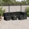 Image de vidaXL Salon de jardin 10 pcs avec coussins noir résine tressée