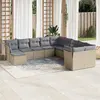 Image de vidaXL Salon de jardin 11 pcs avec coussins beige résine tressée