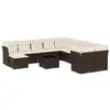 Image de vidaXL Salon de Jardin avec Coussins 12 pcs, Canapés avec Pieds Réglables, Ensemble de Meubles d'Extérieur Patio Terrasse, Marron Résine Tressée