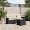 Image de vidaXL Salon de jardin 4 pcs avec coussins noir résine tressée