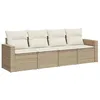 Image de vidaXL Salon de Jardin avec Coussins 4 pcs Beige résine tressée