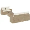 Image de vidaXL Salon de Jardin avec Coussins 6 pcs Beige résine tressée