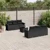 Image de vidaXL Salon de jardin 7 pcs avec coussins noir résine tressée
