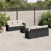 Image de vidaXL Salon de jardin 7 pcs avec coussins noir résine tressée