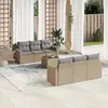 Image de vidaXL Salon de jardin avec coussins 7 pcs beige résine tressée