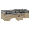 Image de vidaXL Salon de Jardin avec Coussins 8 pcs, Canapés avec Pieds Réglables, Ensemble de Meubles d'Extérieur Patio Terrasse, Beige Résine Tressée