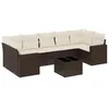 Image de vidaXL Salon de Jardin avec Coussins 8 pcs, Canapés avec Pieds Réglables, Ensemble de Meubles d'Extérieur Patio Terrasse, Marron Résine Tressée