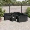 Image de vidaXL Salon de jardin 9 pcs avec coussins noir résine tressée