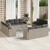 Image de vidaXL Salon de jardin avec coussins 12 pcs gris clair résine tressée