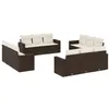 Image de vidaXL Salon de Jardin avec Coussins 12 pcs Marron résine tressée