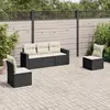 Image de vidaXL Salon de jardin 5 pcs avec coussins noir résine tressée