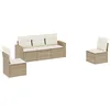 Image de vidaXL Salon de Jardin avec Coussins 5 pcs, Canapés avec Pieds Réglables, Ensemble de Meubles d'Extérieur Patio Terrasse, Beige Résine Tressée
