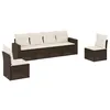 Image de vidaXL Salon de Jardin avec Coussins 6 pcs, Canapés avec Pieds Réglables, Ensemble de Meubles d'Extérieur Patio Terrasse, Marron Résine Tressée