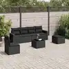 Image de vidaXL Salon de jardin 7 pcs avec coussins noir résine tressée