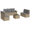 Image de vidaXL Salon de Jardin avec Coussins 8 pcs, Canapés avec Pieds Réglables, Ensemble de Meubles d'Extérieur Patio Terrasse, Beige Résine Tressée