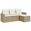 Image de vidaXL Salon de Jardin avec Coussins 4 pcs, Canapés avec Pieds Réglables, Ensemble de Meubles d'Extérieur Patio Terrasse, Beige Résine Tressée